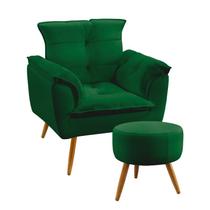 Poltrona para Sala de Estar Beta com Puff Solar Sued Verde Aradecor Poltrona para Sala de Estar Beta com Puff Solar Sued Verde Aradecor