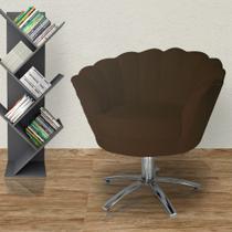 Poltrona Para Sala de Estar Com Base Giratória de Metal Pétala Suede Marrom - LM DECOR Poltrona Para Sala de Estar Com Base Giratória de Metal Pétala Suede Marrom - LM DECOR