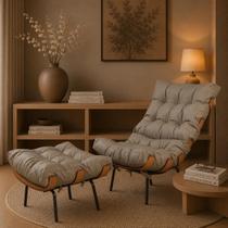 Poltrona para Sala de Estar com puff Costela Premium Bege Areia Poltrona para Sala de Estar com puff Costela Premium Bege Areia