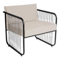 Poltrona para Sala de Estar Córdova em Aço Carbono e Fibra Sintética Acesse Móveis