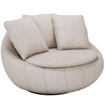 Poltrona Para Sala De Estar Decorativa Giratória Kira M03 Linho Cru - Lyam Decor Poltrona Para Sala De Estar Decorativa Giratória Kira M03 Linho Cru - Lyam Decor