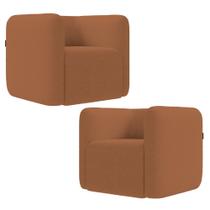 Poltrona para Sala de Estar Decorativa Kit com 2 Maggie K04 Bouclê Terracota - Mpozenato Poltrona para Sala de Estar Decorativa Kit com 2 Maggie K04 Bouclê Terracota - Mpozenato