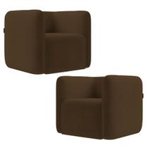 Poltrona para Sala de Estar Decorativa Kit com 2 Maggie K04 Veludo Marrom - Mpozenato Poltrona para Sala de Estar Decorativa Kit com 2 Maggie K04 Veludo Marrom - Mpozenato