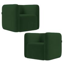 Poltrona para Sala de Estar Decorativa Kit com 2 Maggie K04 Veludo Verde - Mpozenato Poltrona para Sala de Estar Decorativa Kit com 2 Maggie K04 Veludo Verde - Mpozenato