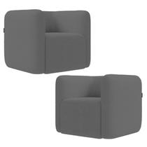 Poltrona para Sala de Estar Decorativa Kit com 2 Maggie Z08 Boucle Cinza - Mpozenato Poltrona para Sala de Estar Decorativa Kit com 2 Maggie Z08 Boucle Cinza - Mpozenato