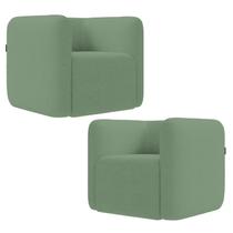 Poltrona para Sala de Estar Decorativa Kit com 2 Maggie Z08 Boucle Verde - Mpozenato Poltrona para Sala de Estar Decorativa Kit com 2 Maggie Z08 Boucle Verde - Mpozenato