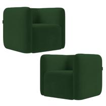 Poltrona para Sala de Estar Decorativa Kit com 2 Maggie Z08 Veludo Verde - Mpozenato Poltrona para Sala de Estar Decorativa Kit com 2 Maggie Z08 Veludo Verde - Mpozenato