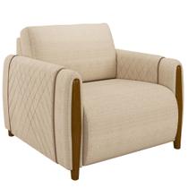 Poltrona Para Sala De Estar Decorativa Pés De Madeira Base Fixa Flora M03 Linho Bege - Lyam Decor Poltrona Para Sala De Estar Decorativa Pés De Madeira Base Fixa Flora M03 Linho Bege - Lyam Decor