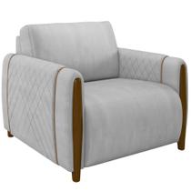 Poltrona Para Sala De Estar Decorativa Pés De Madeira Base Fixa Flora M03 Veludo Cinza - Lyam Decor Poltrona Para Sala De Estar Decorativa Pés De Madeira Base Fixa Flora M03 Veludo Cinza - Lyam Decor