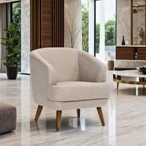 Poltrona para Sala de Estar em Linho Tamara com Pés em Madeira 70cm Poltrona para Sala de Estar em Linho Tamara com Pés em Madeira 70cm