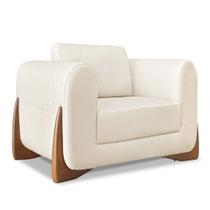 Poltrona Para Sala de Estar Lottus Linho Natural Pés Castanho - Pallazio Poltrona Para Sala de Estar Lottus Linho Natural Pés Castanho - Pallazio