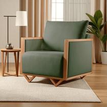 Poltrona para Sala de Estar Madeira Maciça Lara Luxo Verde