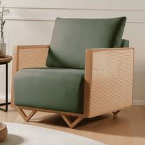 Poltrona para Sala de Estar Madeira Maciça Palha Rattan Arthur Poltrona para Sala de Estar Madeira Maciça Palha Rattan Arthur
