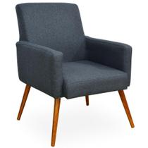 Poltrona Para Sala De Estar Maria W01 Linho Chumbo