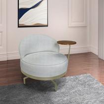 Poltrona para Sala de Estar Normah Giratória Linho Boucle Cinza Poltrona para Sala de Estar Normah Giratória Linho Boucle Cinza