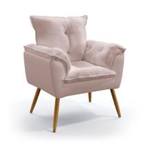 Poltrona Para Sala de Estar Opala N-031 Veludo Rosê Claro Aradecor