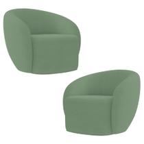 Poltrona para Sala de Estar Orgânica Kit com 2 Garbin K04 Bouclê Verde - Mpozenato