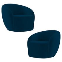 Poltrona para Sala de Estar Orgânica Kit com 2 Garbin K04 Veludo Azul Marinho - Mpozenato