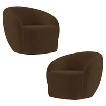 Poltrona para Sala de Estar Orgânica Kit com 2 Garbin K04 Veludo Marrom - Mpozenato