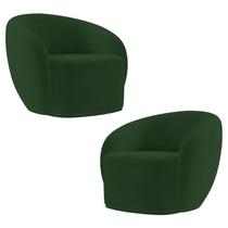 Poltrona para Sala de Estar Orgânica Kit com 2 Garbin Z08 Veludo Verde - Mpozenato Poltrona para Sala de Estar Orgânica Kit com 2 Garbin Z08 Veludo Verde - Mpozenato