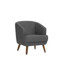 Poltrona para Sala de Estar Pés em Madeira Tamara Cinza Chumbo Poltrona para Sala de Estar Pés em Madeira Tamara Cinza Chumbo