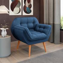 Poltrona para Sala de Estar Pés Trapézio Miami Azul Lux
