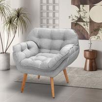 Poltrona para Sala de Estar Pés Trapézio Miami Cinza