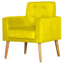 Poltrona Para Sala Decorativa Dubay Suede Amarelo Click Pol