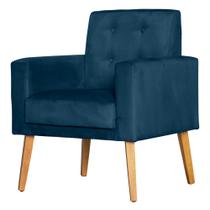 Poltrona Para Sala Decorativa Dubay Suede Azul Click Pol