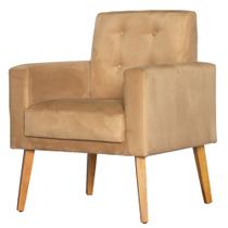 Poltrona Para Sala Decorativa Dubay Suede Bege Click Pol