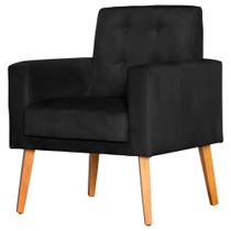 Poltrona Para Sala Decorativa Dubay Suede Preto Click Pol