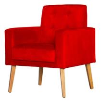 Poltrona Para Sala Decorativa Dubay Suede Vermelho Claro Click Pol