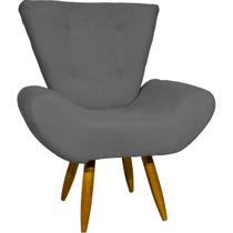 Poltrona Para Sala Decorativa Emilia Suede Cores Pés Castanhos - Clique E Decore