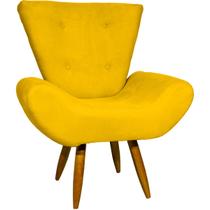 Poltrona Para Sala Decorativa Emilia Suede Cores Pés Castanhos - Clique E Decore