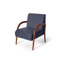 Poltrona para Sala Decorativa Estofada Base Madeira Maciça Duda Azul - Straub Web