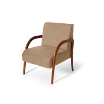 Poltrona para Sala Decorativa Estofada Base Madeira Maciça Duda Bege - Kaiber Estofados