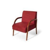 Poltrona para Sala Decorativa Estofada Base Madeira Maciça Duda Bordô - Kaiber Estofados