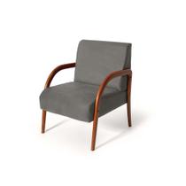 Poltrona para Sala Decorativa Estofada Base Madeira Maciça Duda Cinza - Kaiber Estofados