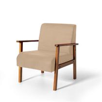 Poltrona para Sala Decorativa Estofada Base Madeira Maciça Júlia Bege - Straub Web