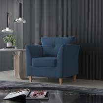Poltrona Para Sala Decorativa Isis Suede Azul Marinho