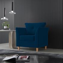 Poltrona Para Sala Decorativa Isis Suede Azul Marinho Visan Estofados