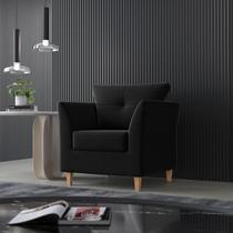 Poltrona Para Sala Decorativa Isis Suede Preto Visan Estofados