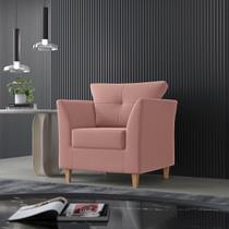 Poltrona Para Sala Decorativa Isis Suede Rosa Visan Estofados