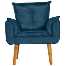 Poltrona Para Sala Decorativa Opala Suede Azul