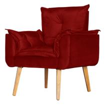 Poltrona Para Sala Decorativa Opala Suede Vermelho Escuro Arapol