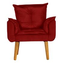 Poltrona Para Sala Decorativa Opala Suede Vermelho Escuro