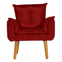 Poltrona Para Sala Decorativa Opala Veludo Vermelho Escuro