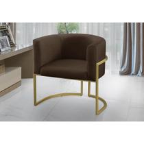 Poltrona para Sala Decorativa Tamires Base Ferro Veludo Marrom Adonai Estofados