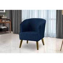 Poltrona Para Sala Decorativa Thais Suede Azul Adonai Estofados