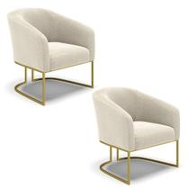 Poltrona Para Sala Industrial Dourado Kit 2 Stella Bouclê D03 - D'rossi Cor Azul Poltrona Para Sala Industrial Dourado Kit 2 Stella Bouclê D03 - D'rossi Cor Azul